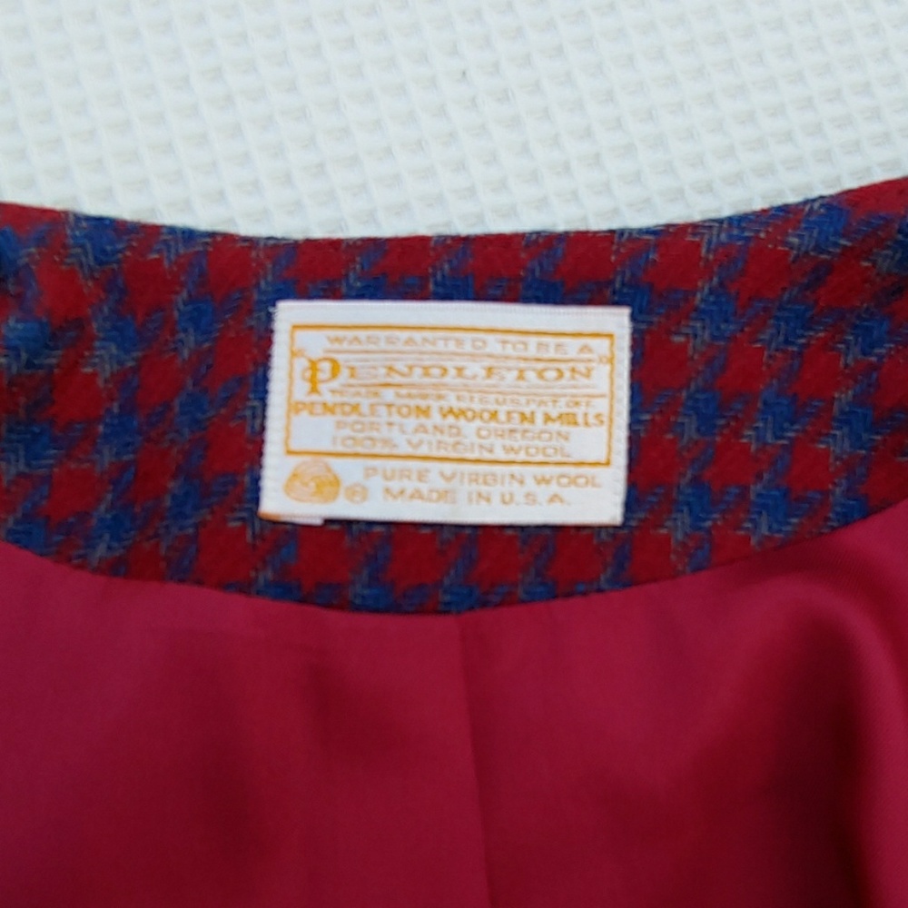 Pendleton Red Houndstooth Wool Blazer - image 4